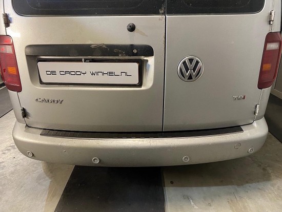 Zwart RVS achterbumper beschermer Volkswagen Caddy 2004 - 2015