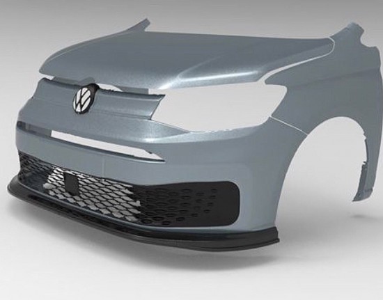 Voorspoiler Hoogglans Zwart - Volkswagen Caddy Cargo MK5