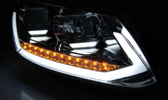 LED Koplampen matzwart - Dynamisch knipperlicht