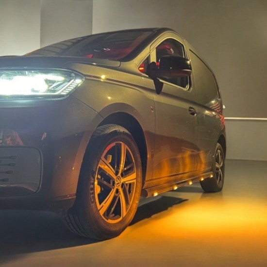 Sidebars RVS Hoogglans Zwart met LED - Volkswagen Caddy MK5 Cargo Maxi