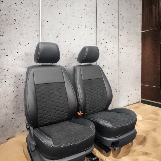 Stoelhoezen Alcantara Zwart/Grijs - Volkswagen Caddy MK4