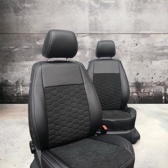 Stoelhoezen Alcantara Zwart/Grijs - Volkswagen Caddy MK3 GP