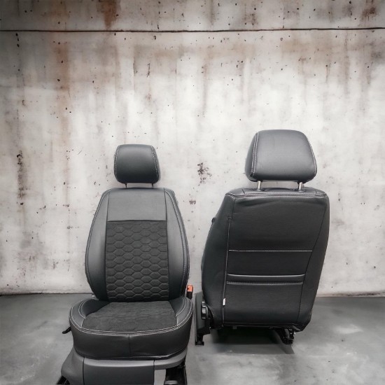 Stoelhoezen Alcantara Zwart Grijs - Volkswagen Caddy MK3