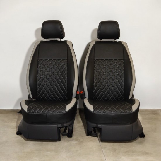 Stoelhoezen Ruit Zwart Grijs - Volkswagen Caddy MK3