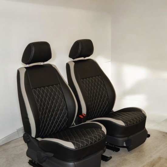 Stoelhoezen Ruit Zwart / Grijs - Volkswagen Caddy MK3 GP