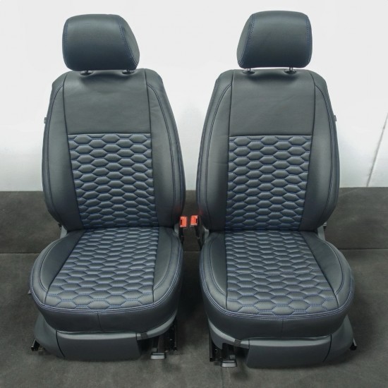 Stoelhoezen Hexagon Zwart Blauw - Volkswagen Caddy MK3 GP