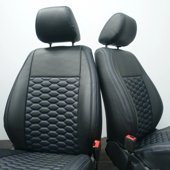 Stoelhoezen Hexagon Zwart Blauw - Volkswagen Caddy MK3