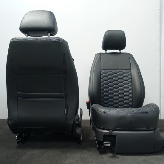 Stoelhoezen Hexagon Zwart Blauw - Volkswagen Caddy MK3 GP