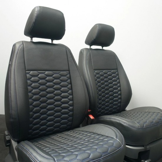 Stoelhoezen Hexagon Zwart Blauw - Volkswagen Caddy MK3 GP