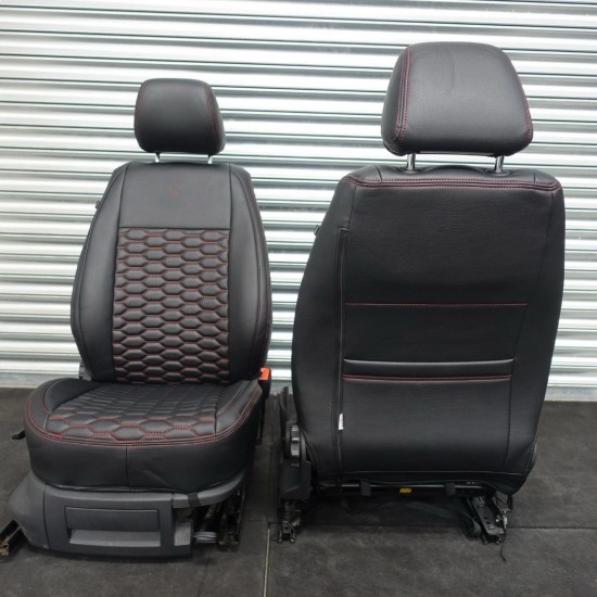 Stoelhoezen Hexagon Zwart Rood - Volkswagen Caddy MK3