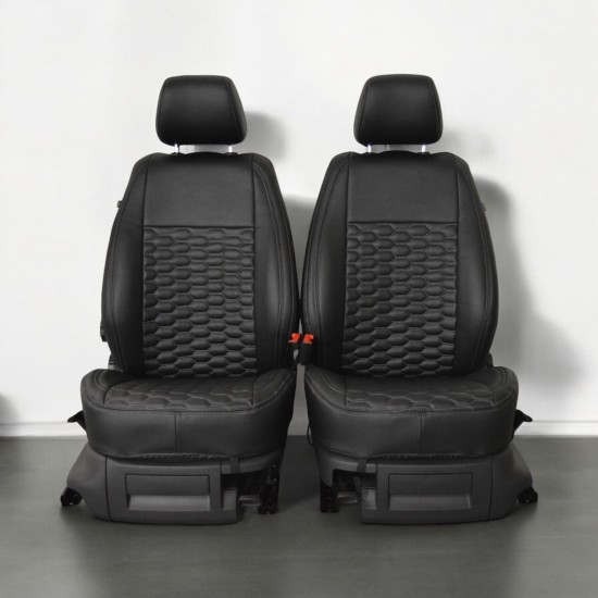 Stoelhoezen Hexagon Zwart Grijs - Volkswagen Caddy MK4