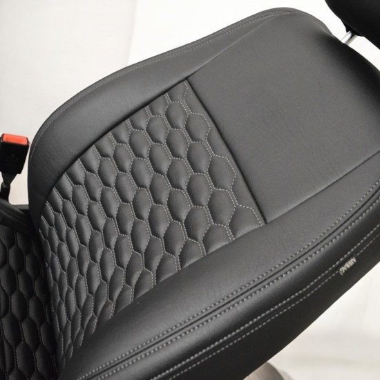 Stoelhoezen Hexagon Zwart Grijs - Volkswagen Caddy MK3