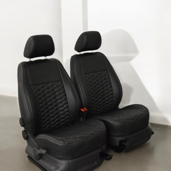 Stoelhoezen Hexagon Zwart Grijs - Volkswagen Caddy MK3