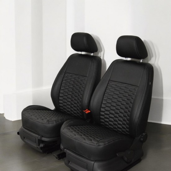 Stoelhoezen Hexagon Zwart Grijs - Volkswagen Caddy MK3