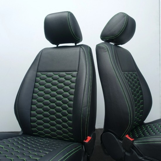 Stoelhoezen Hexagon Zwart Groen - Volkswagen Caddy MK4