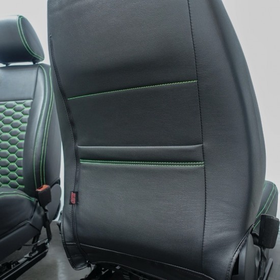 Stoelhoezen Hexagon Zwart Groen - Volkswagen Caddy MK4