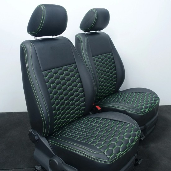 Stoelhoezen Hexagon Zwart Groen - Volkswagen Caddy MK4
