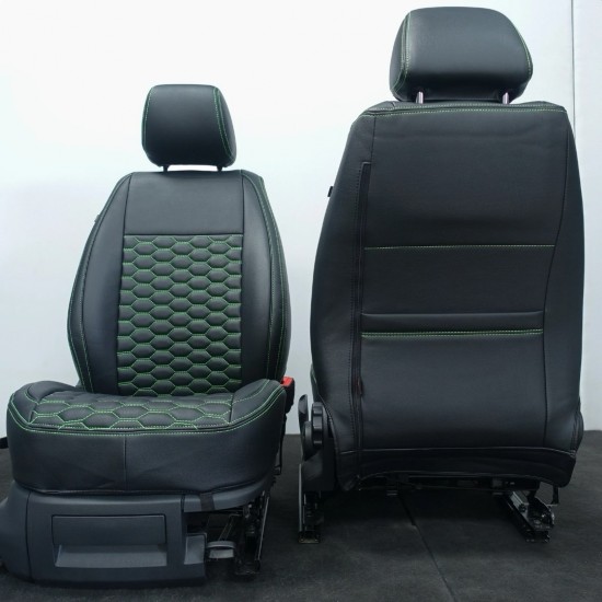 Stoelhoezen Hexagon Zwart Groen - Volkswagen Caddy MK4