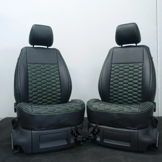 Stoelhoezen Hexagon Zwart Groen - Volkswagen Caddy MK4
