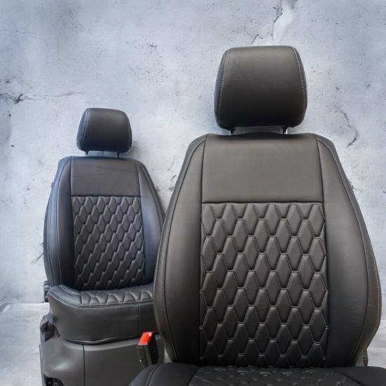 Stoelhoezen Hexagon Lang Zwart Grijs - Volkswagen Caddy MK3 GP