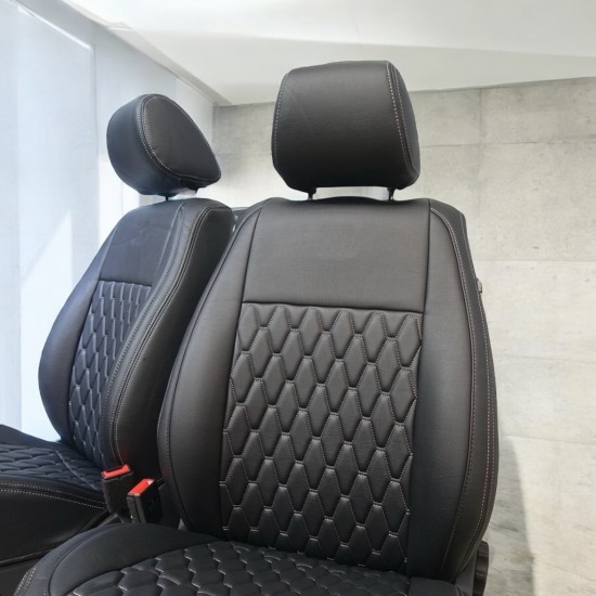 Stoelhoezen Hexagon Lang Zwart Grijs - Volkswagen Caddy MK4