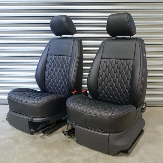 Stoelhoezen Hexagon lang Zwart Grijs - Volkswagen Caddy MK3