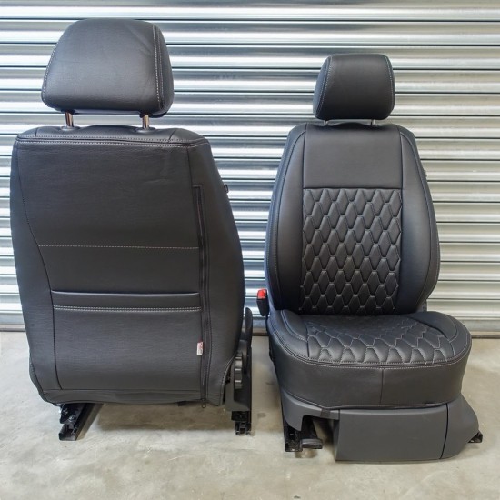 Stoelhoezen Hexagon Lang Zwart Grijs - Volkswagen Caddy MK3 GP
