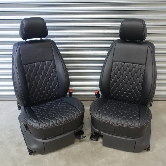 Stoelhoezen Hexagon Lang Zwart Grijs - Volkswagen Caddy MK4