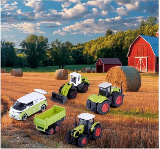 Majorette Volkswagen ID Buzz / Claas Boerderij Set 1:64 - 5 Stuks