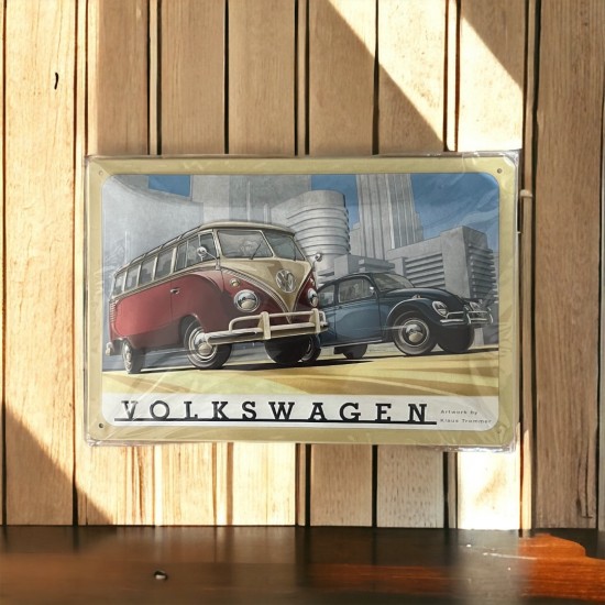 Blikken Bord Duo - Volkswagen T1 en Volkswagen Kever