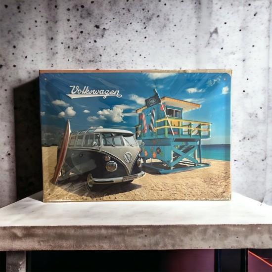 Blikken Bord Strand - Volkswagen T1