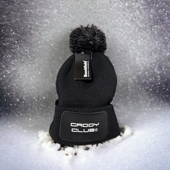 Winter muts zwart met bol - Caddy Club ®️