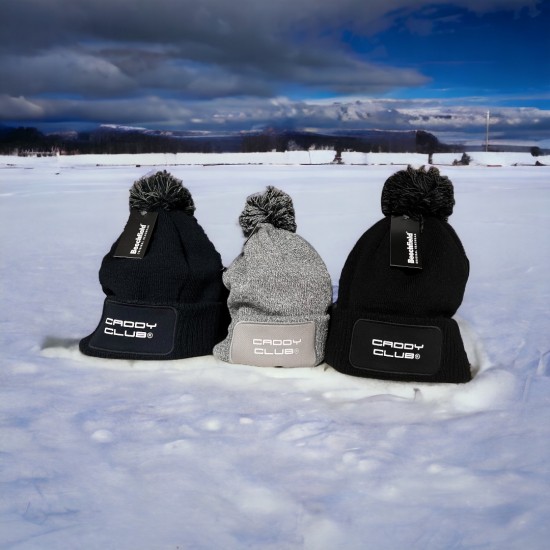 Winter muts zwart met bol - Caddy Club ®️