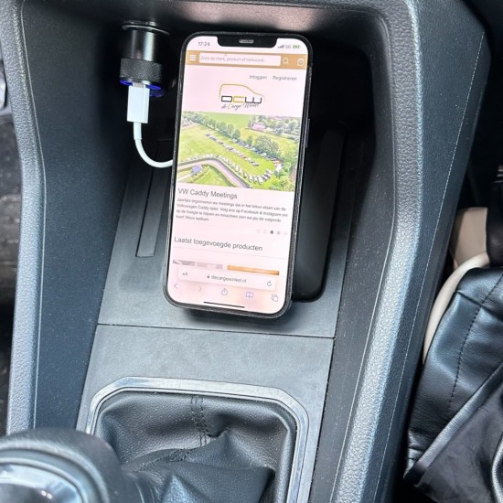 DCW Draadloze Smartphone Oplader / Telefoonhouder USB C - Volkswagen Caddy MK5