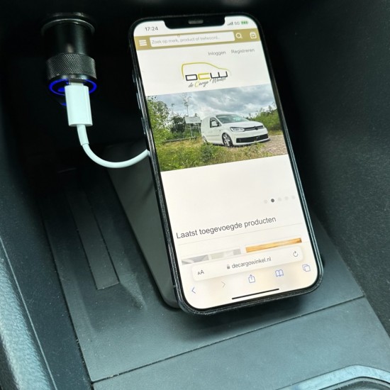 DCW Draadloze Smartphone Oplader / Telefoonhouder USB C - Volkswagen Caddy MK5