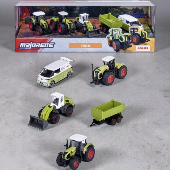Majorette Volkswagen ID Buzz / Claas Boerderij Set 1:64 - 5 Stuks